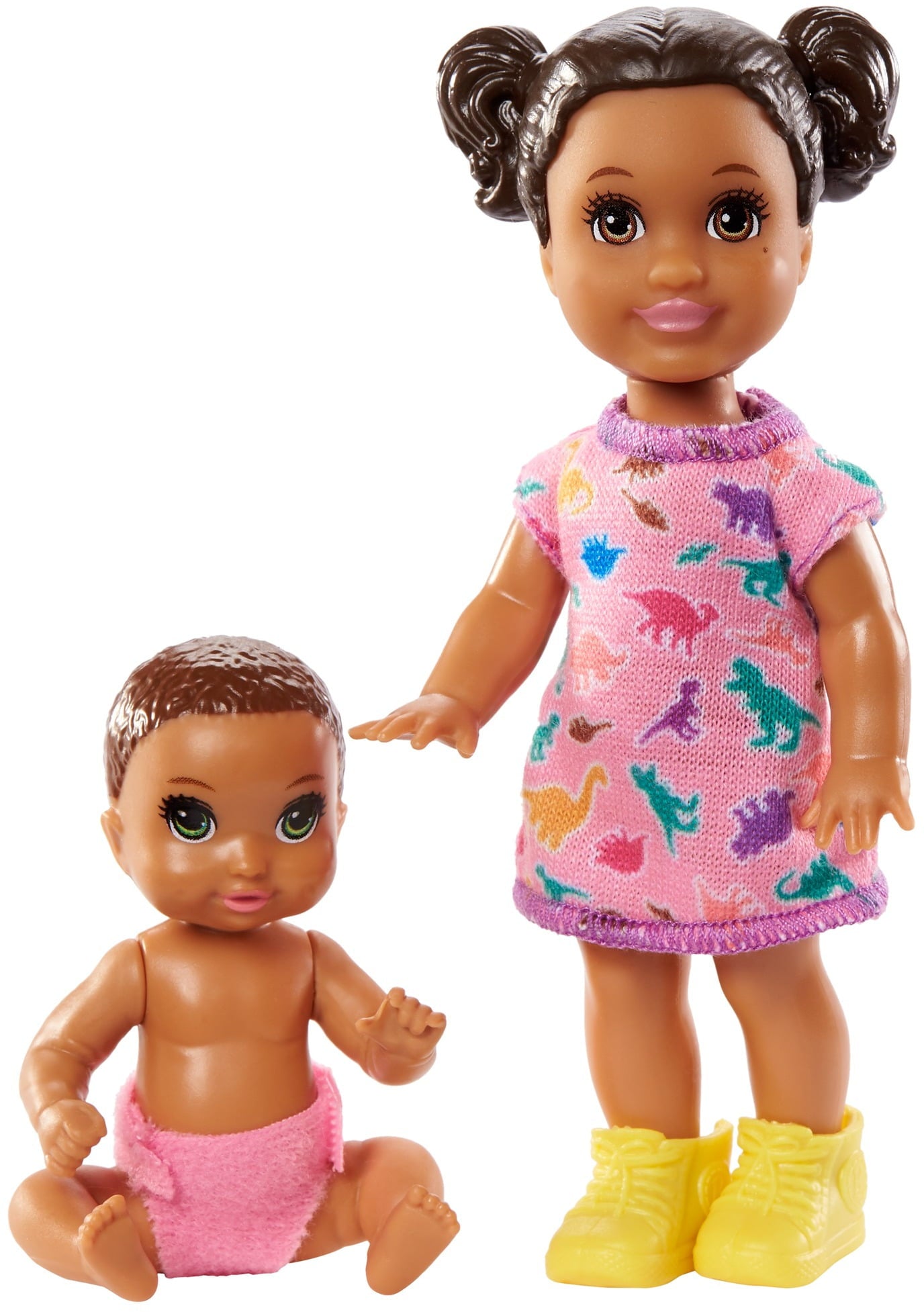 Barbie Skipper Babysitters Inc. Dolls, 2 Pack of Sibling Dolls Includes Small Toddler Doll & Baby Doll Figure in Diaper for 3 to 7 Year Olds