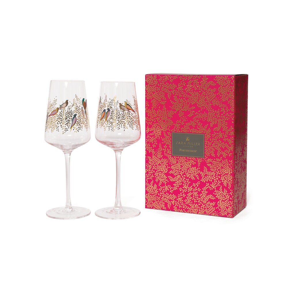 Portmeirion Sara Miller London Chelsea Wine Glasses Set of 2   15 Ounce