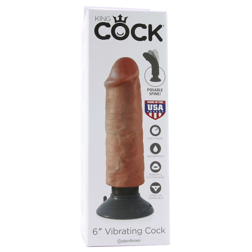 King Cock 6 Inch Vibrating Suction Dildo in Tan