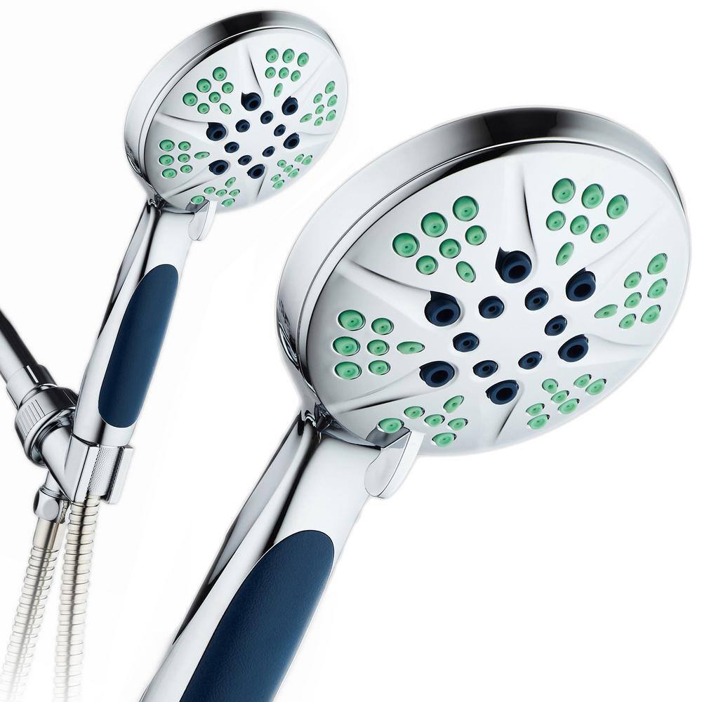 Hotel Spa Antimicrobial 6-Spray 4.3 in. High Pressure Single Wall Mount Handheld Adjustable Shower Head in Chrome 6732