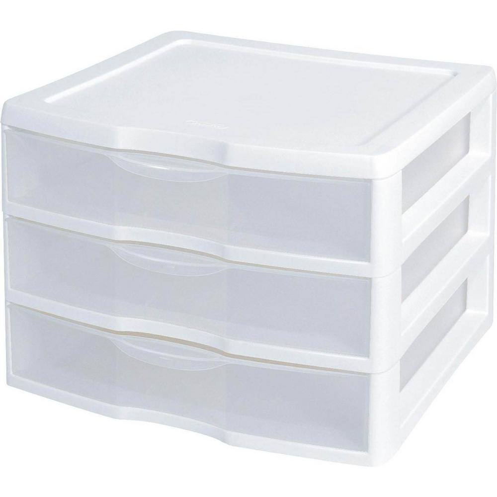 Sterilite White and Clear Countertop 3-Drawer Desktop Storage Unit (12 Pack) 12 x 20938003