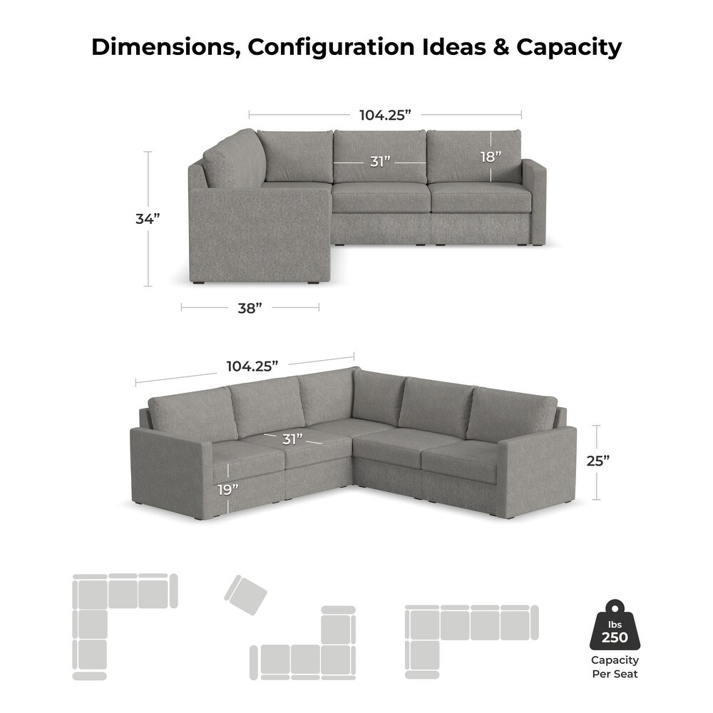 Flex 5 Seat Modular Sectional with Standard Arms by Flexsteel   103\