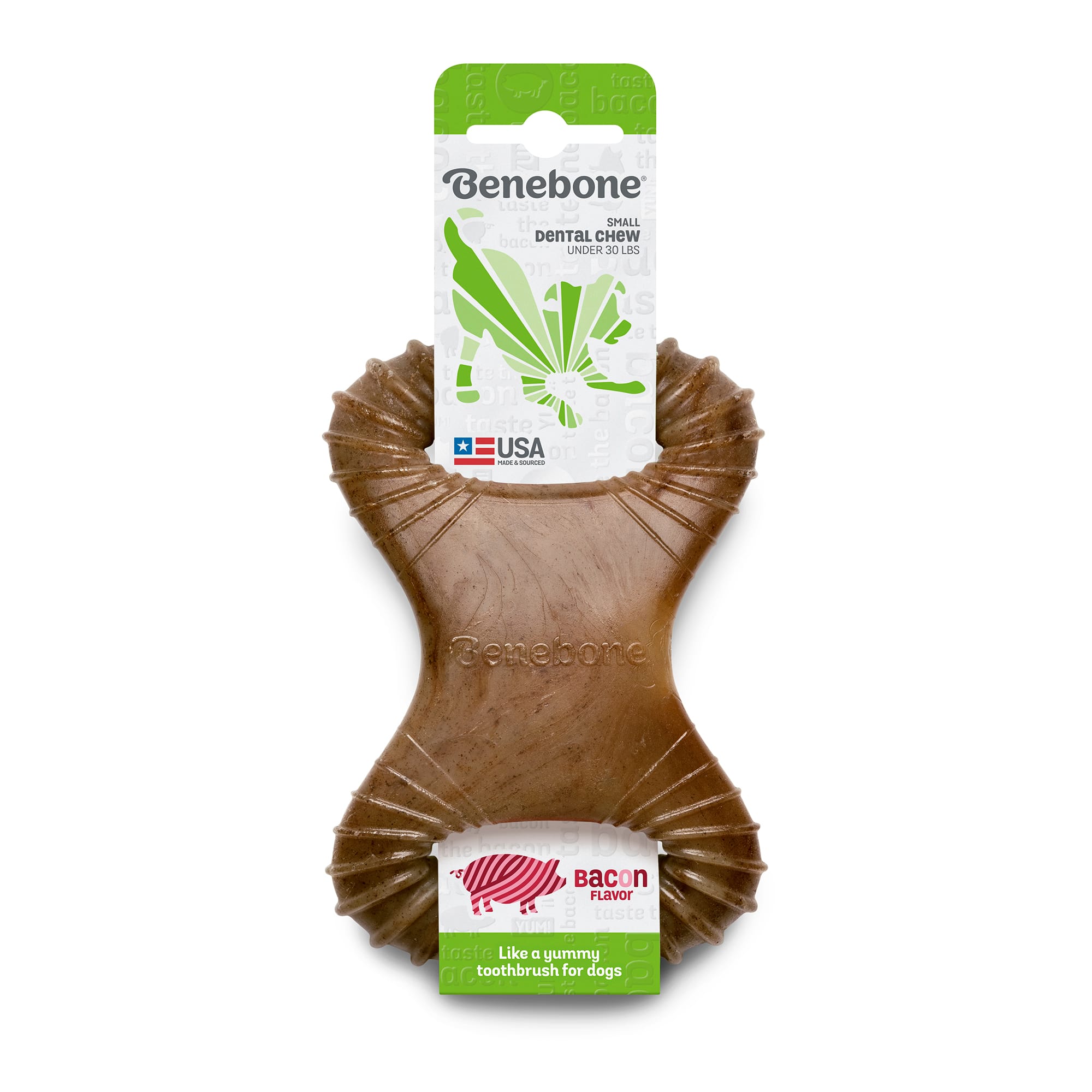 BENEBONE Bacon Flavored Dental Chew Toy， Small