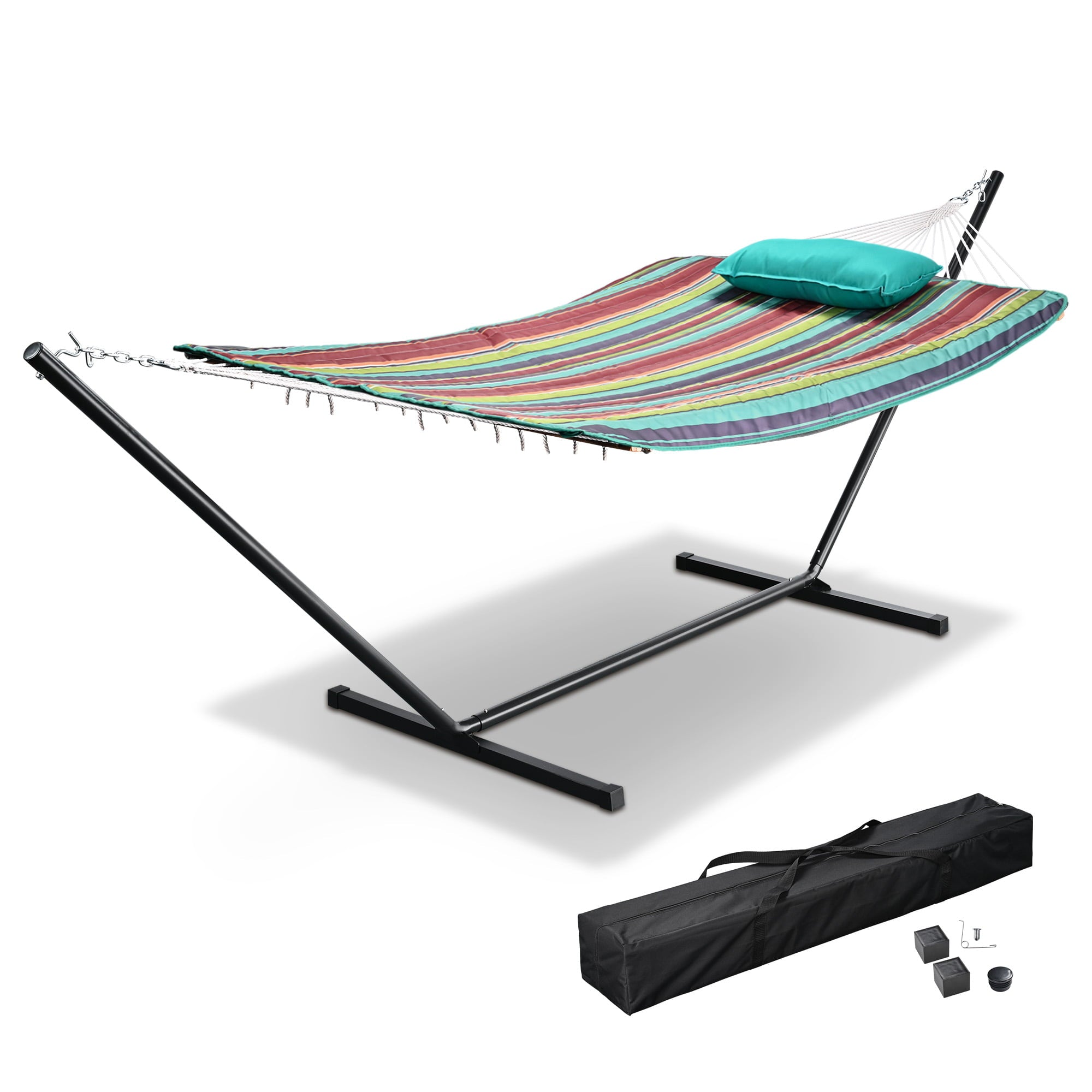 Hammock with Stand for 2 Person with Carrying Case 500Lbs Quilted Outdoor Patio