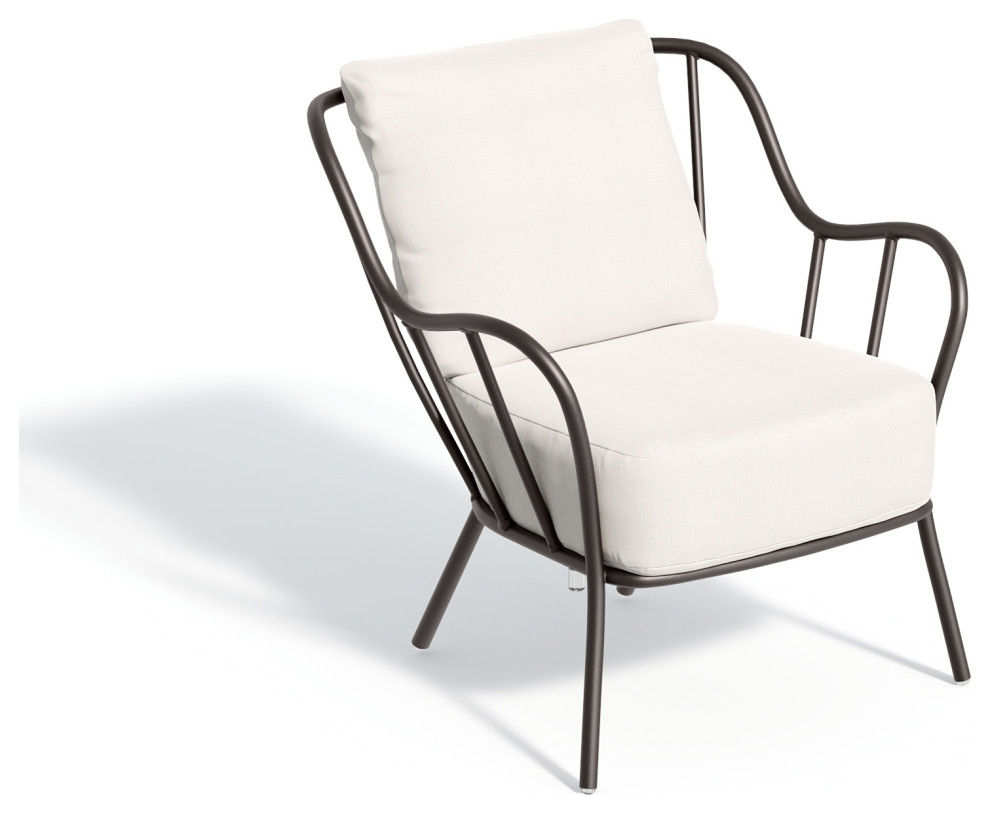 Malti Club Chair  Bliss Linen Cushion  Carbon Powder Coated Aluminum Frame   Midcentury   Outdoor Lounge Chairs   by Oxford Garden  Houzz