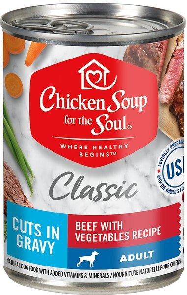 Chicken Soup for the Soul Classic Cuts in Gravy Beef with Vegetables Recipe Adult Dog Food