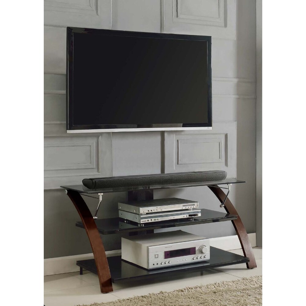 56.62 In. Elie Modern Concept Flat Panel Bentwood Glass TV Stand