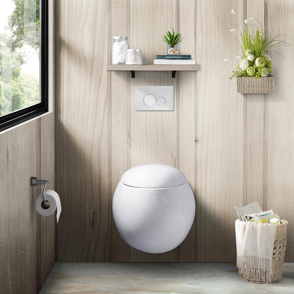 Swiss Madison 0.81.28 GPF Plaisir Wall Hung Dual Flush Elongated Toilet Bowl in White SM-WT660