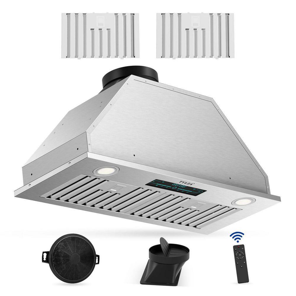 Tylza 30 in 900 CFM Convertible Ductless to Ducted Insert Range Hood in Stainless Steel with Charcoal Filter 2 3Watt LED