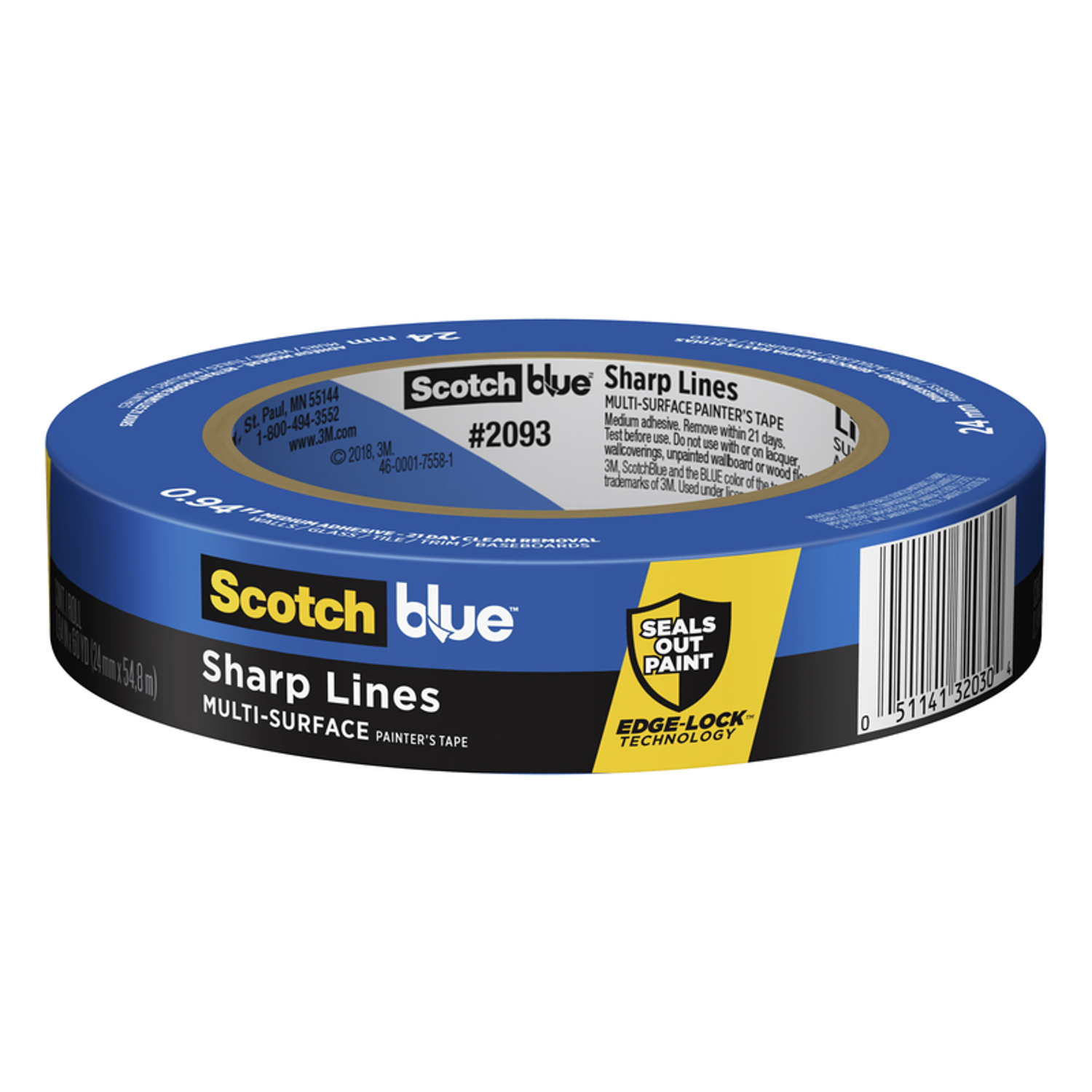 ScotchBlue Edge-Lock 0.94 in. W X 60 yd L Blue Medium Strength Painter\u0027s Tape 1 pk