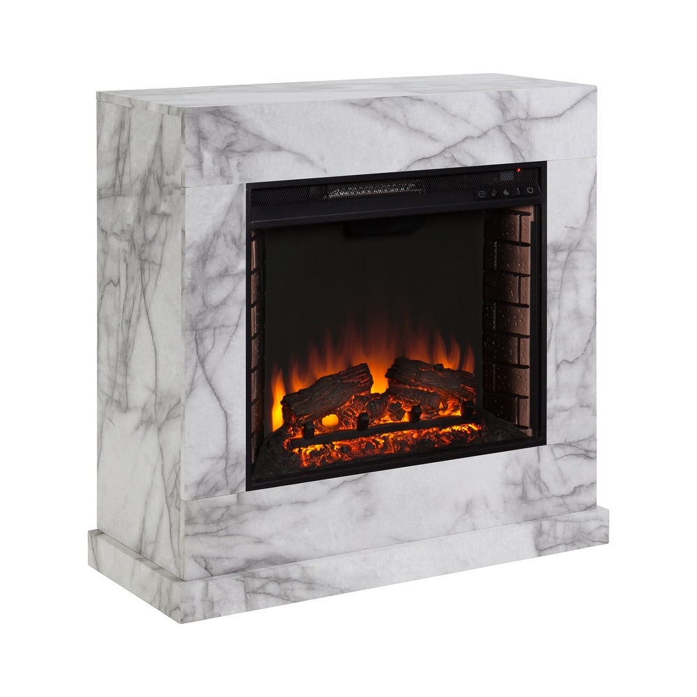 SEI Furniture Dejon Contemporary Electric Fireplace with Faux Stone Mantel