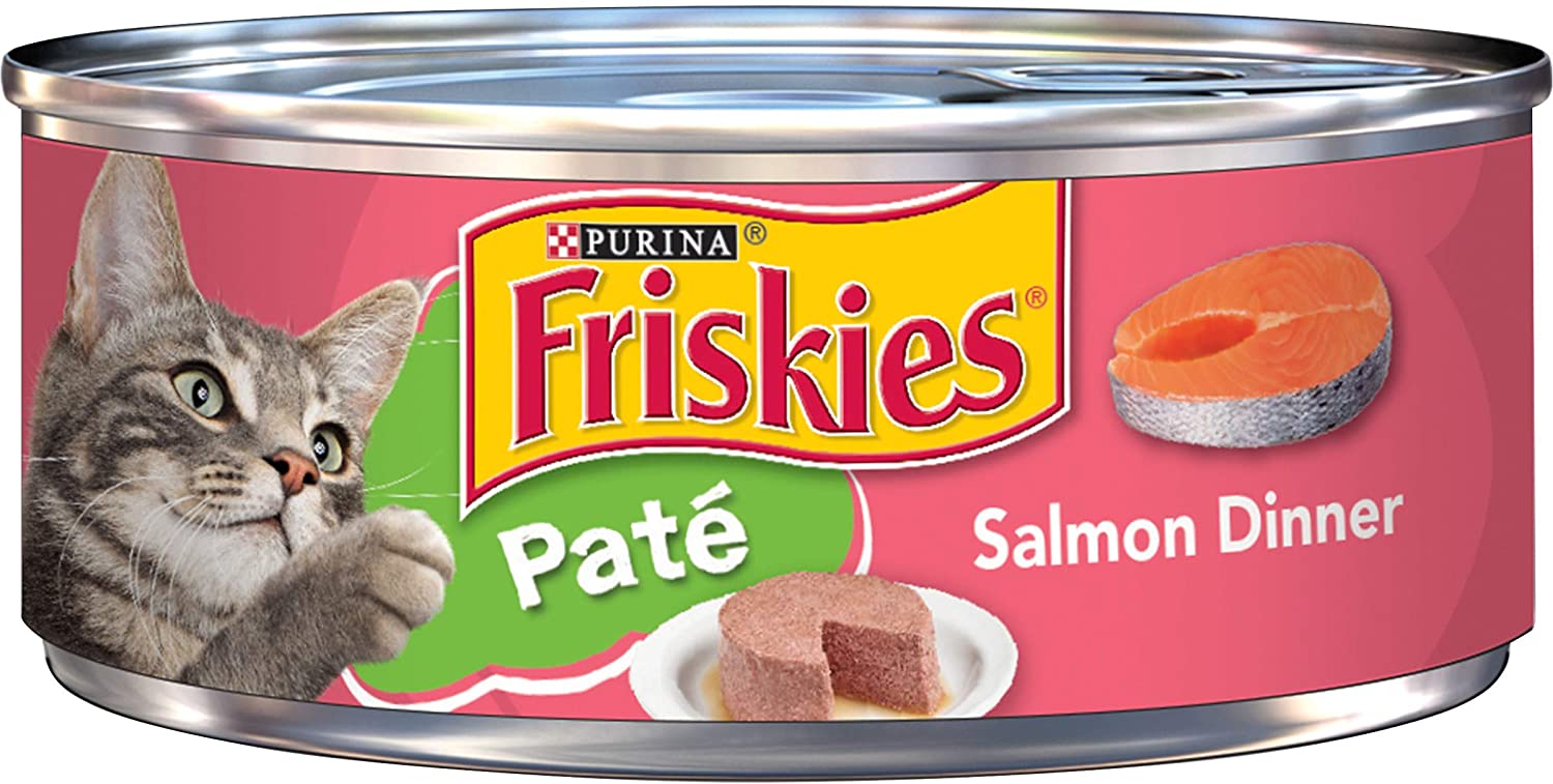 Purina Friskies Pate Wet Cat Food， Salmon Dinner - (24) 5.5 oz. Cans