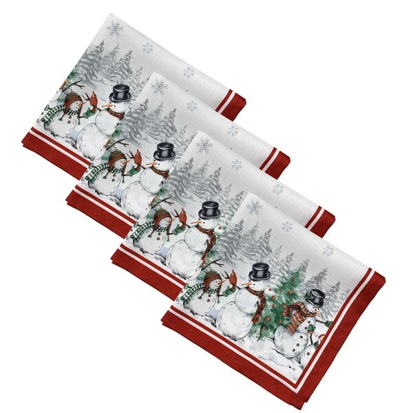 Snowman Winterland Holiday Snowflake Napkin，Set of 4