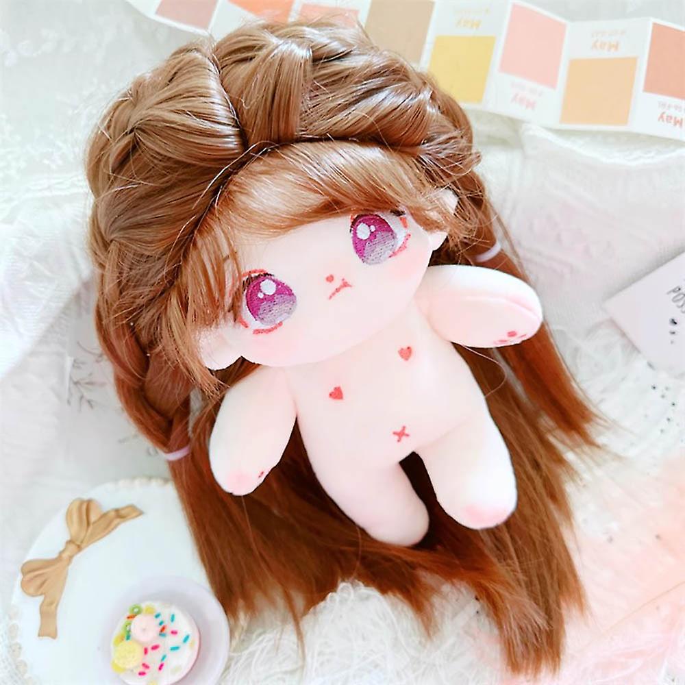 20cm Plush Doll Caramel Straight Hair Girl Body Wearable Clothing