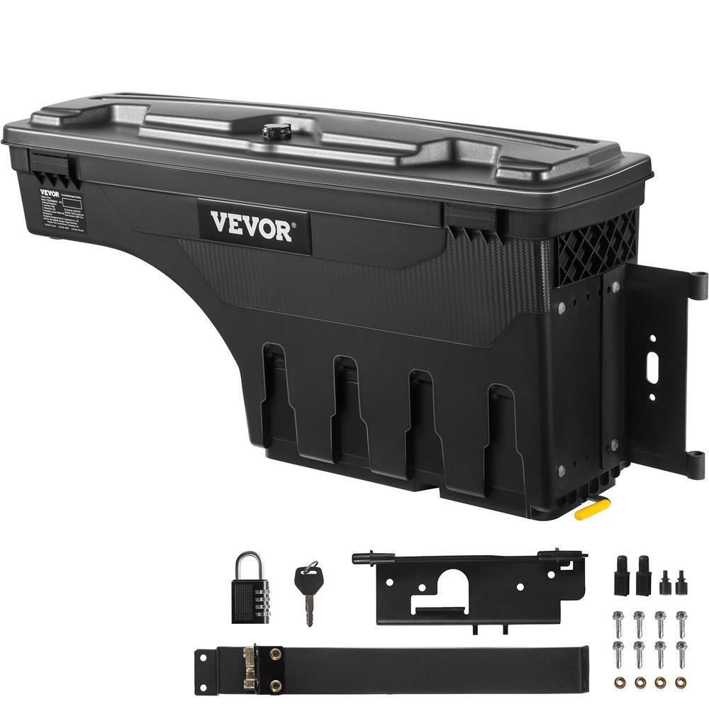 VEVOR 28 in. ABS Truck Bed Storage Box 6.6 Gal. Passenger Side Truck Tool Box with Padlock for Dodge Ram 1500 2019-2023 Black KCLJGDODGERAMO9XUV0