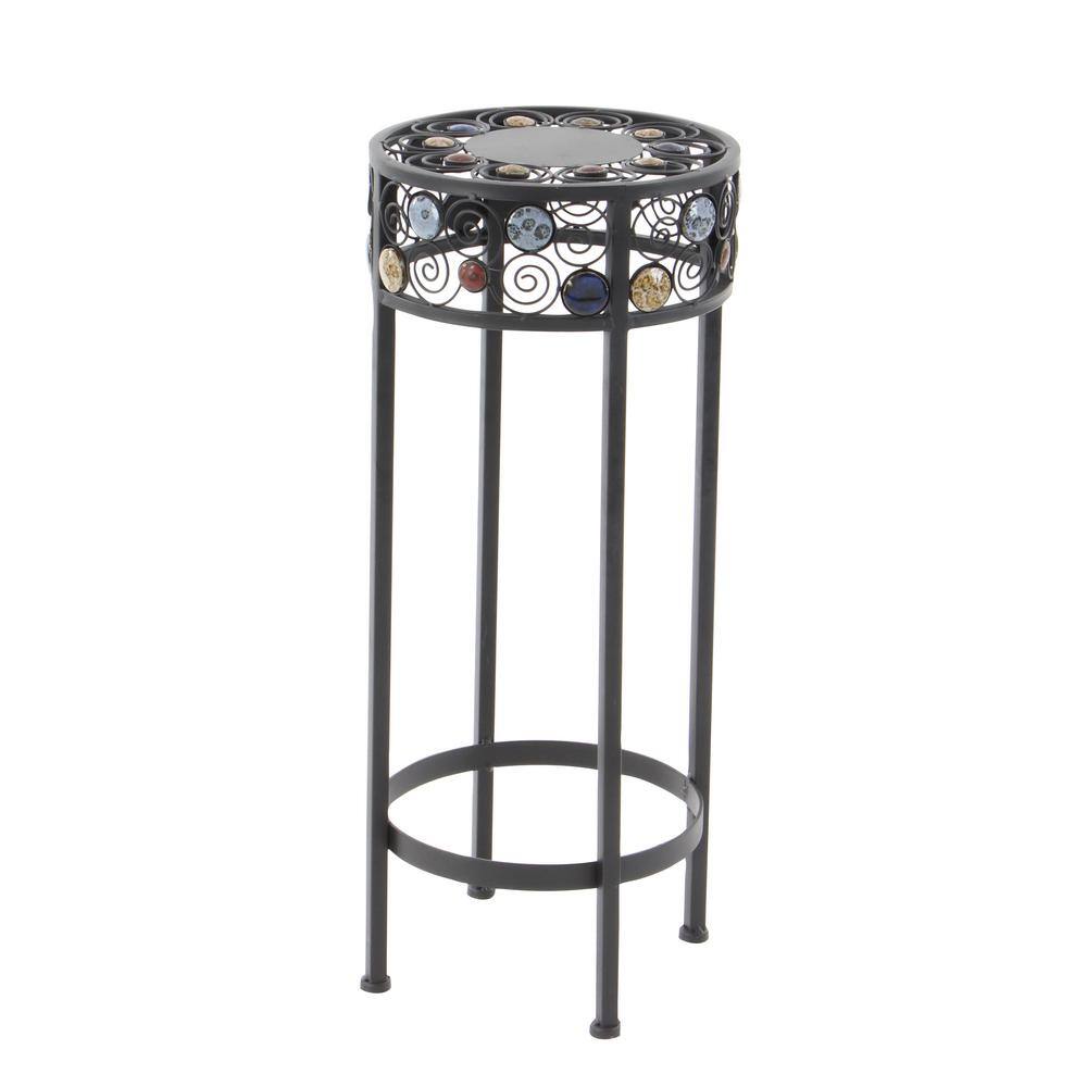 Litton Lane 27 in. x 12 in. Black Metal Traditional Plantstand (Set of 3) 61530