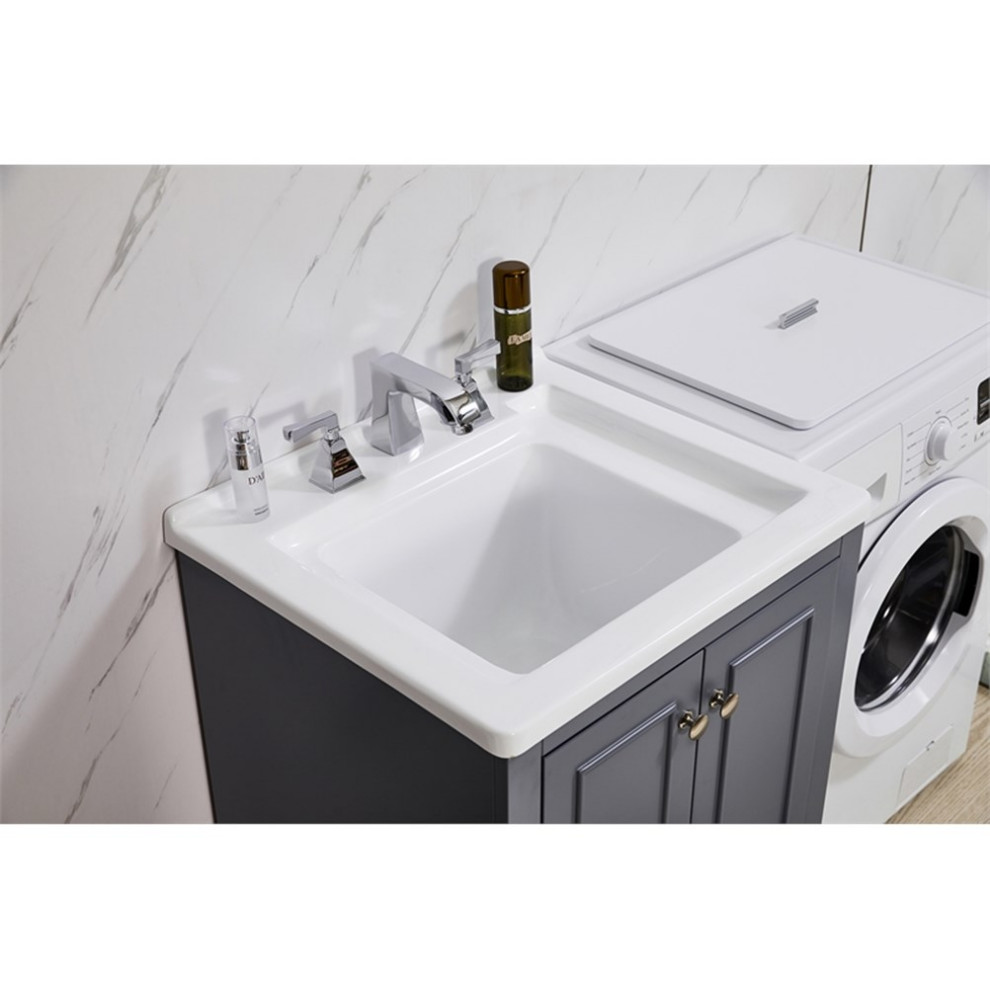 Stufurhome Danna 24 in. x 34 in. Grey Engineered Wood Laundry Sink   Transitional   Utility Sinks   by Homesquare  Houzz