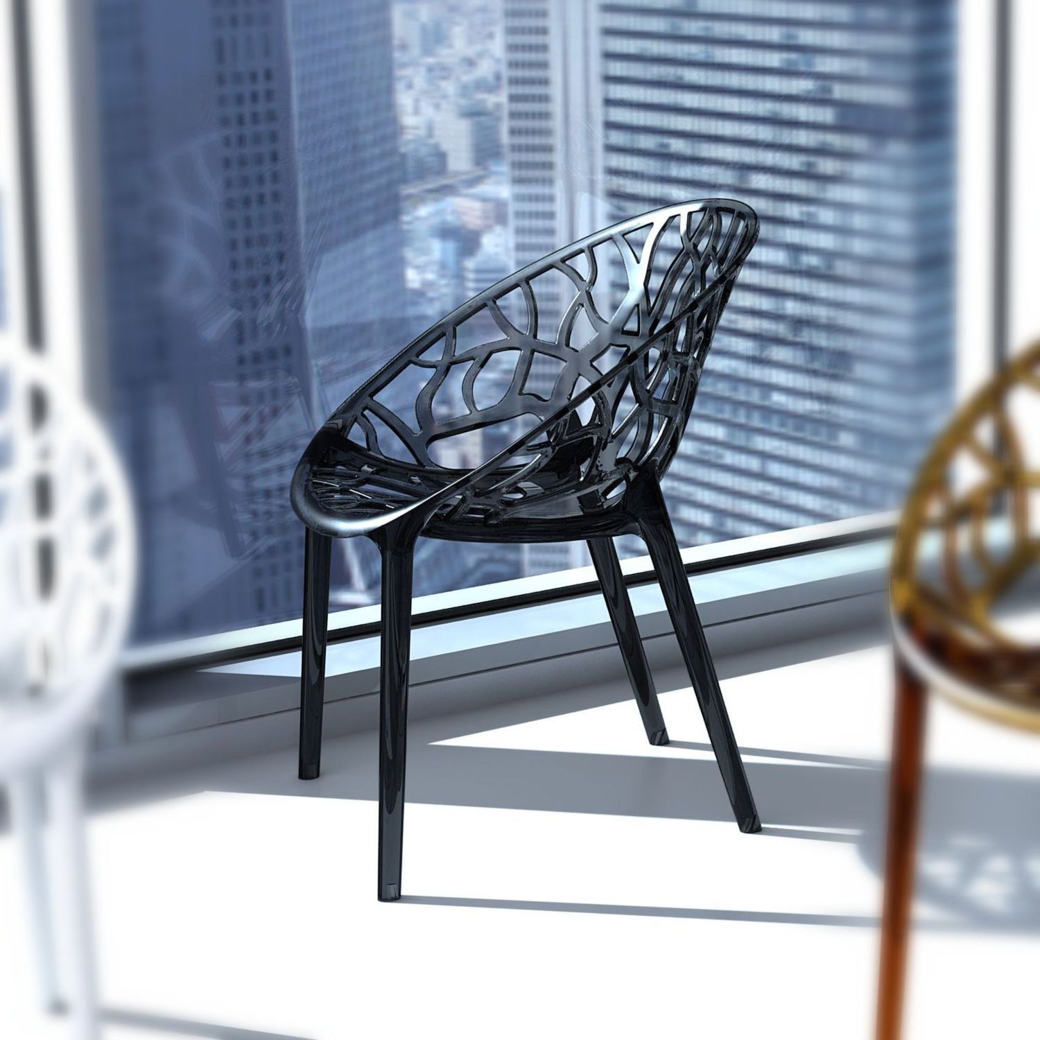 31 Black Transparent Stackable Outdoor Patio Dining Chair