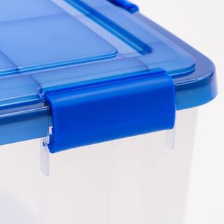 IRIS 41 Qt. WeatherPro Clear Plastic Storage Box Lid Blue 500202