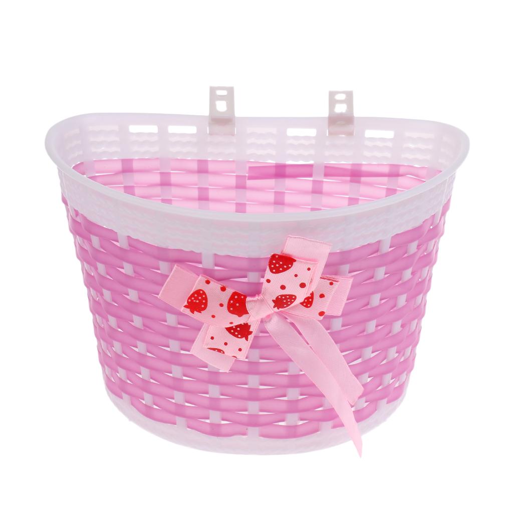 2 Pcs Girl bike Front Basket For Front / Handlebar Mountable Basket and Pink