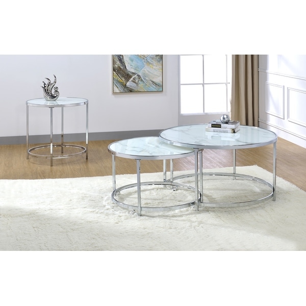 Realm Round Faux Marble Top End Table by Greyson Living