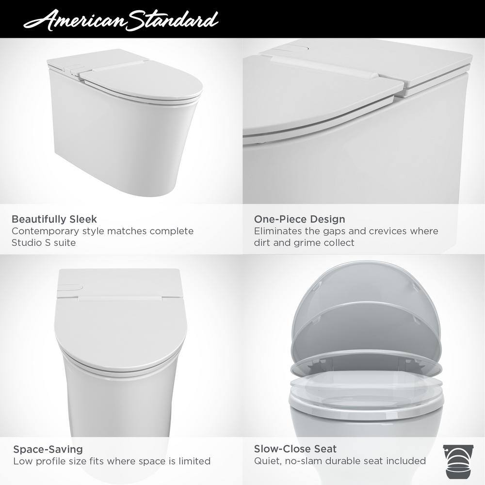 American Standard Studio S 1-piece 1.0 GPF Single Flush Elongated Low-Profile Toilet in White Seat Included 2548A100.020