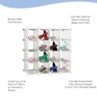 Lavish Home 29.5 in. H x 18.1 in. W x 30 in. D Metallic Metal 16-Cube Organizer HW0500039