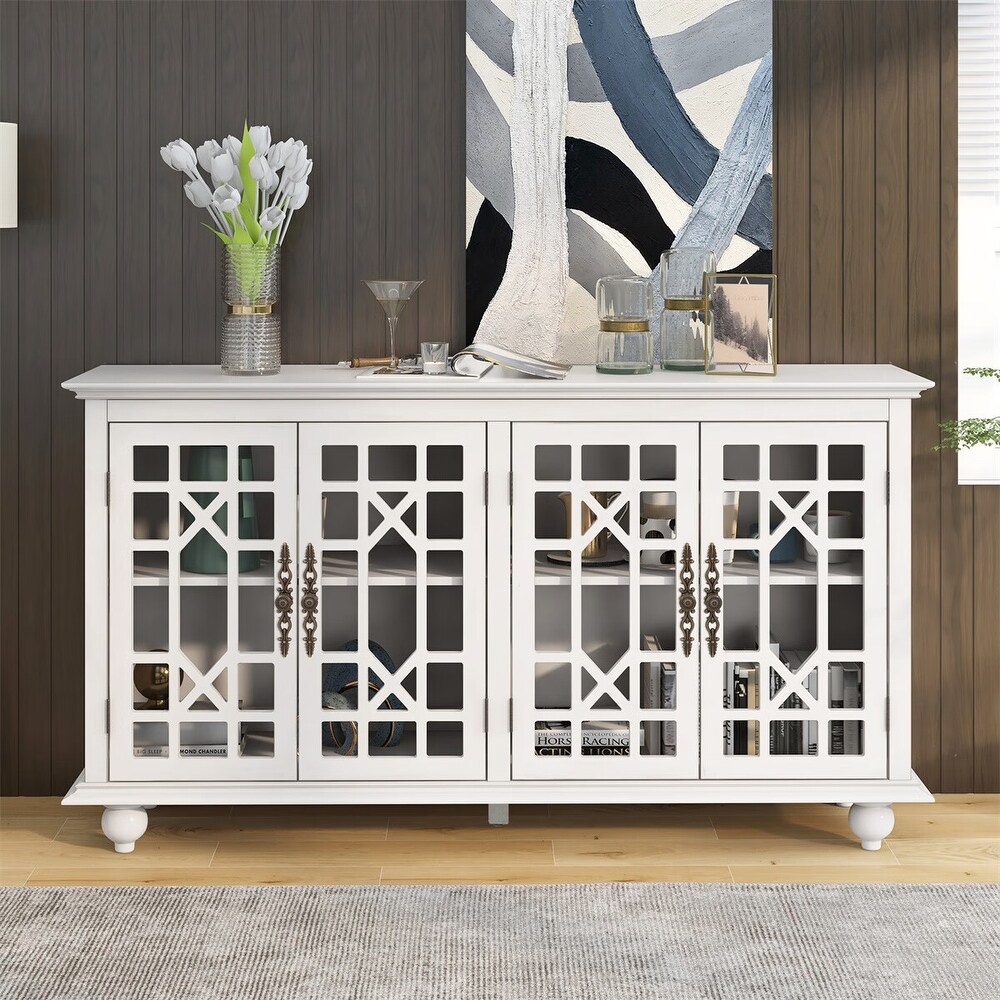 Merax 4 Acrylic Doors Sideboard with Adjustable Height Shelves