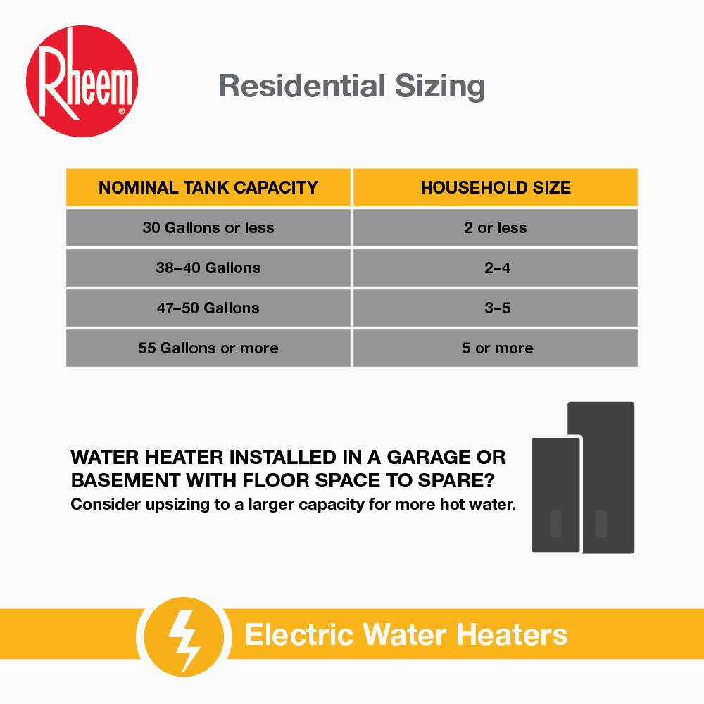 Rheem Performance 38 Gal. Short 6 Year 4500W Electric Tank Water Heater – WA OR Version XE38S06CG45U0