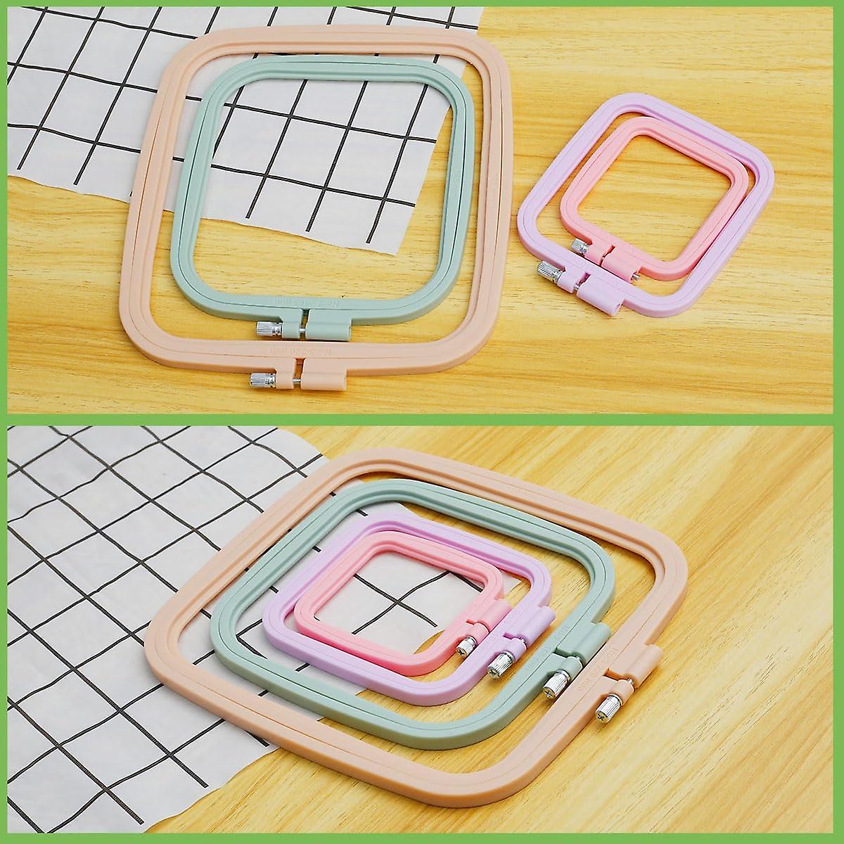 Square Embroidery Hoop， 4/5pcs Cross Stitch Hoop And Frame， Colorful Plastic Punch Needle Hoop Set， Reusable Embroidery Hoops Frames Sewing Tool For D