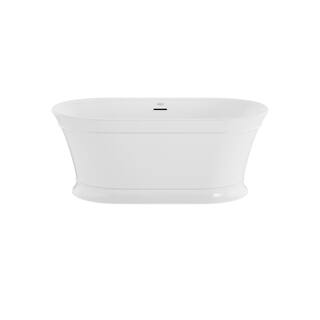 JACUZZI Lyndsay 59 in. Acrylic Freestanding Flatbottom Soaking Bathtub in White with White Drain Included LDF5931BCXXXXG