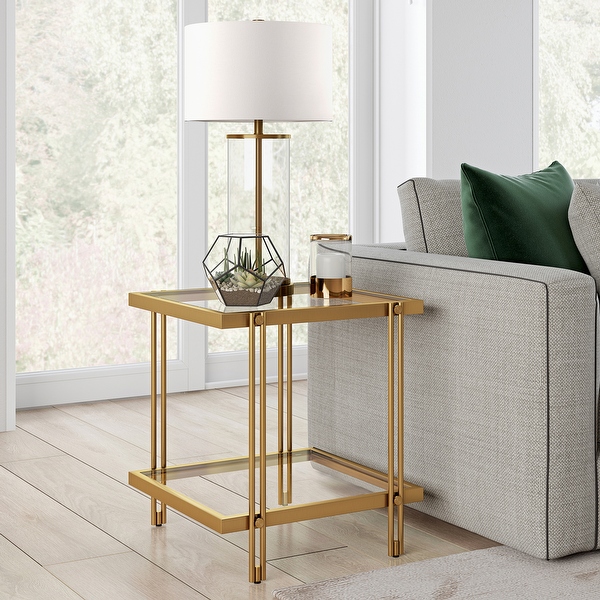 Inez Modern Metal and Glass Side Table