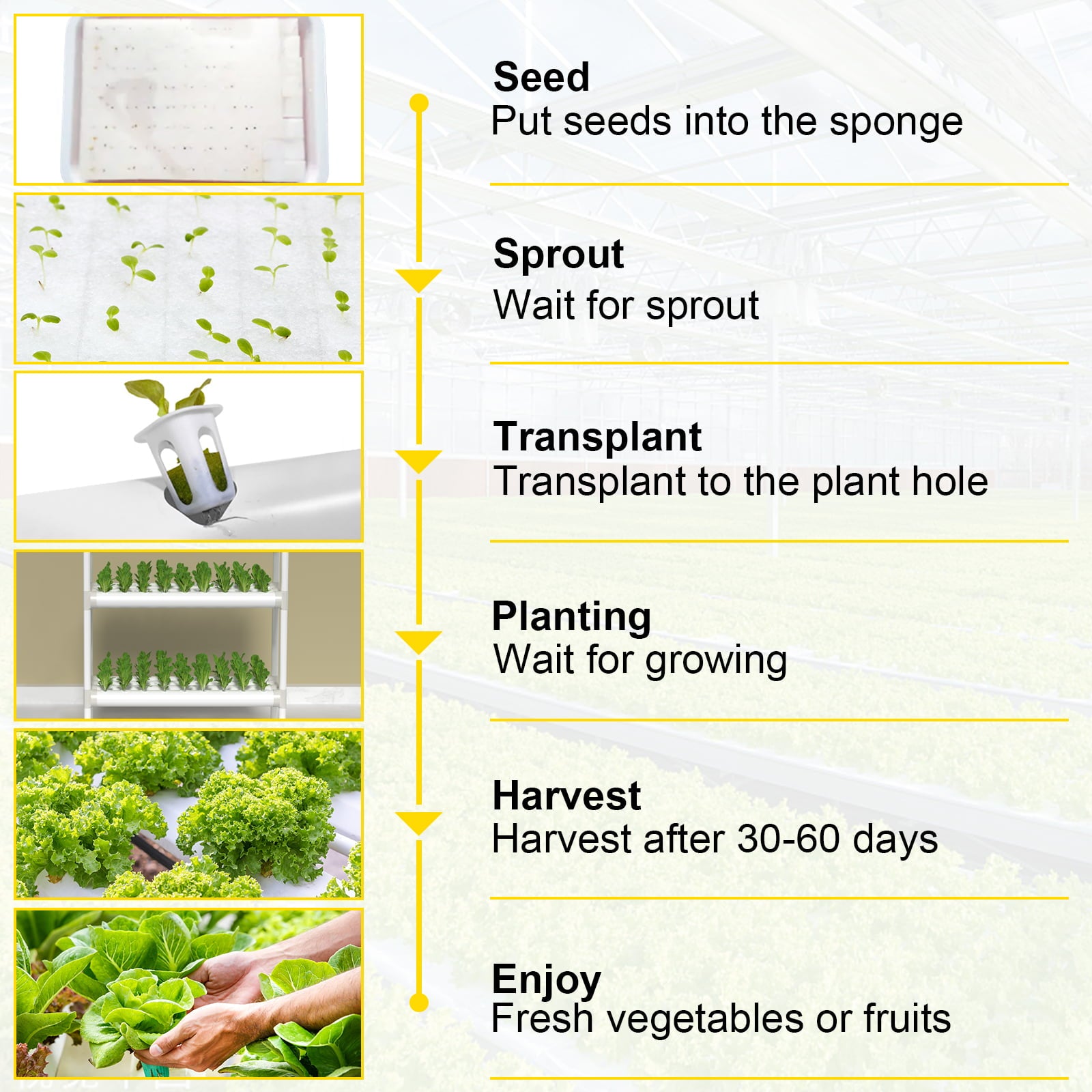 VEVOR Hydroponic Site Grow Kit 3 Layer 108 Plant Sites， 12 PVC Pipes Hydroponic Indoor Plant Growing System， Food-Grade Pipe Plant Grow Kit with Water Pump and Timer