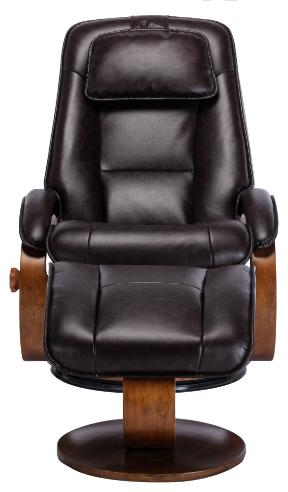 Brampton Whisky Air Leather Recliner W/Ottoman in Brown Whiskey/Walnut base   Transitional   Recliner Chairs   by Progressive Furniture  Houzz