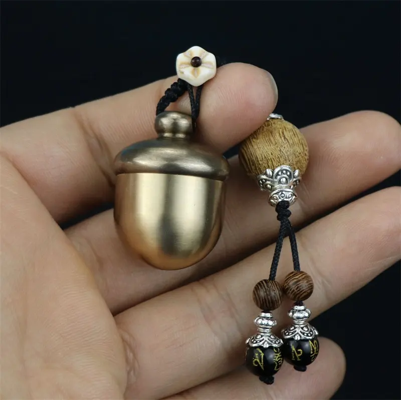 Brass Multifunctional Hanging Key Chian GIft Souvenir Accessory Moist proof Outdoor Hiking Hunting Pill Storage Box