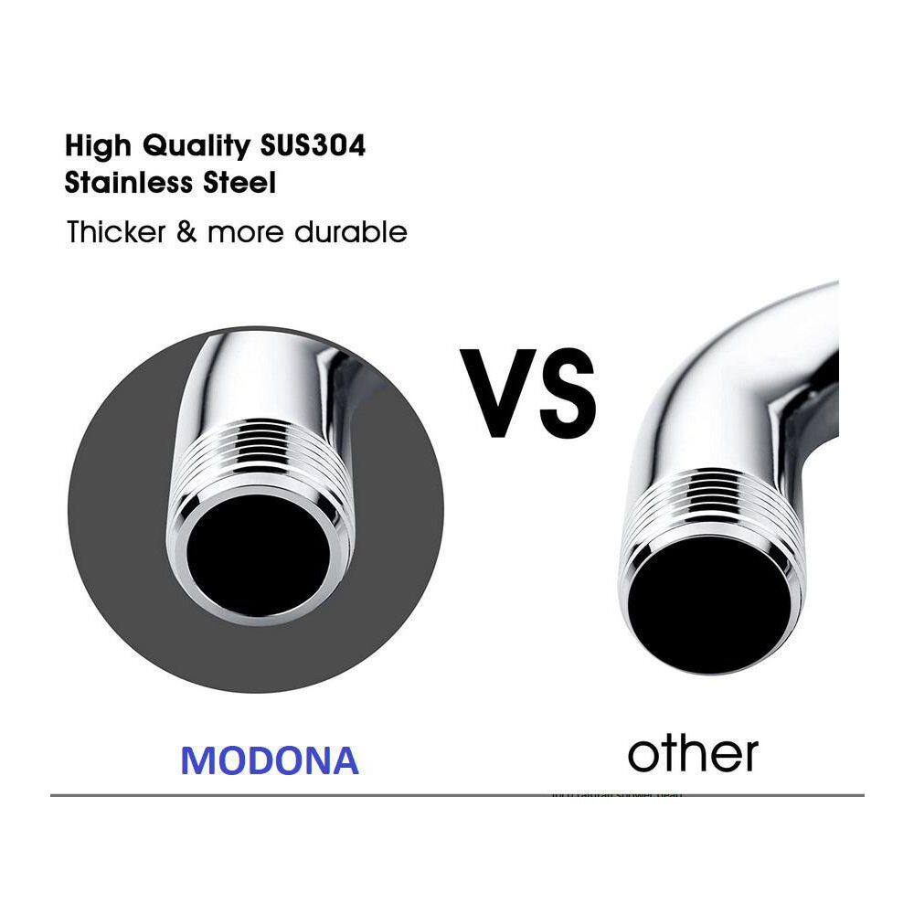 MODONA Gooseneck Square Rain Shower Arm with Flange Polished Chrome AC40-PC