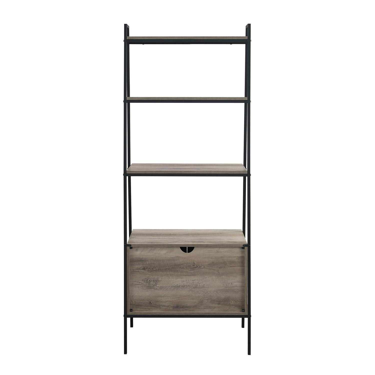 Woven Paths Urban Industrial 4-Shelf Ladder Bookcase， Grey Wash