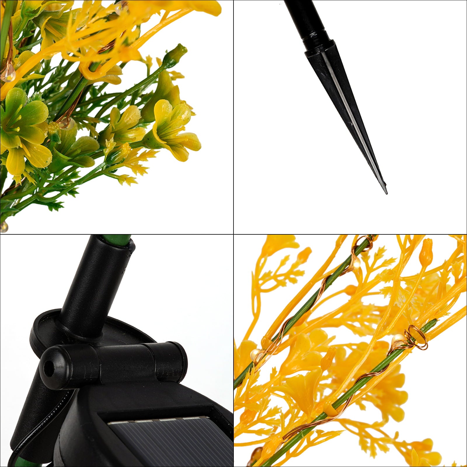 Outdoor Solar Flower Lights Canola Flowers Solar LED Garden Stake Lights IP65 Waterproof Adjustable for Patio 2Pack