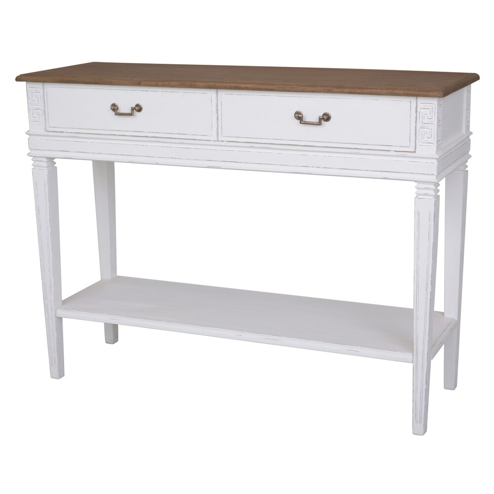 International Caravan Ashbury Distressed Wood 2 drawer Console Table