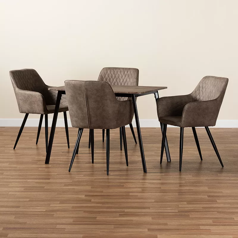 Baxton Studio Belen Dining Table and Chairs 5-piece Set