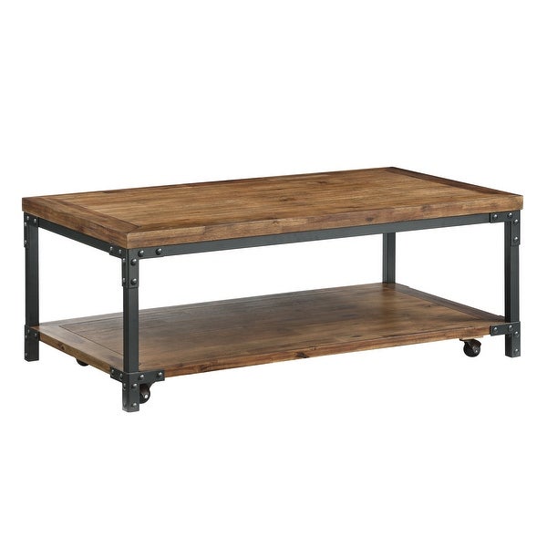 Leyburn Industrial Wood and Metal Coffee Table with Casters by Greyson Living