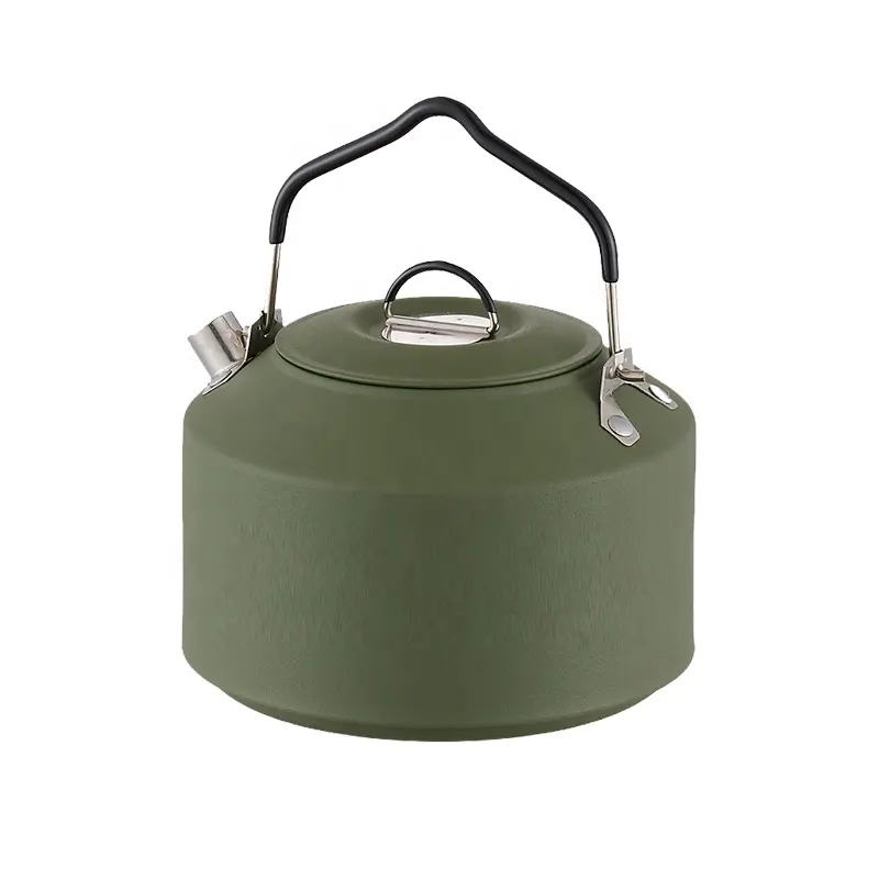 1.5L Camping Kettle Stainless Steel Portable Army Green Teapot Cooking Bushcraft Camping Pot  Factory Best Price For Hiking