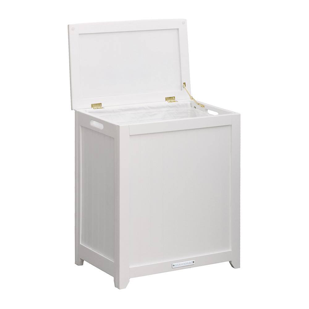 Oceanstar White Wainscot Style Rectangular Laundry Hamper RHP0109W