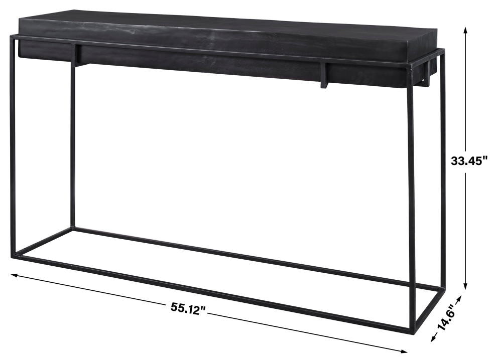 Uttermost Telone Modern Black Console Table   Industrial   Console Tables   by Hudson Home Decor  Houzz