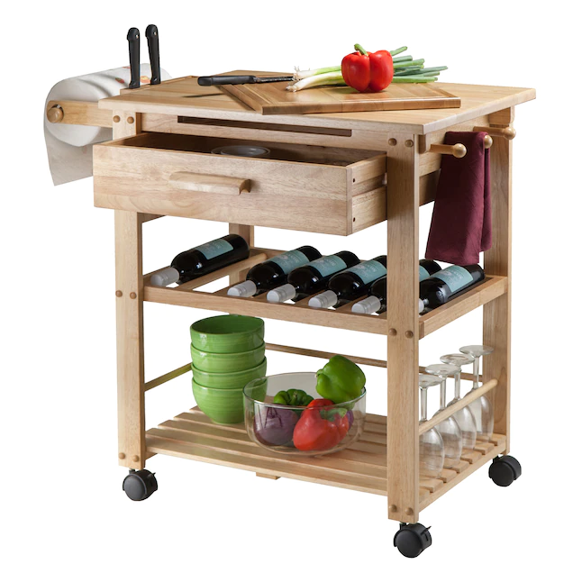 Winsome Wood Wood Base with Wood Top Rolling Kitchen Cart (20.47-in x 34.29-in x 31.57-in)