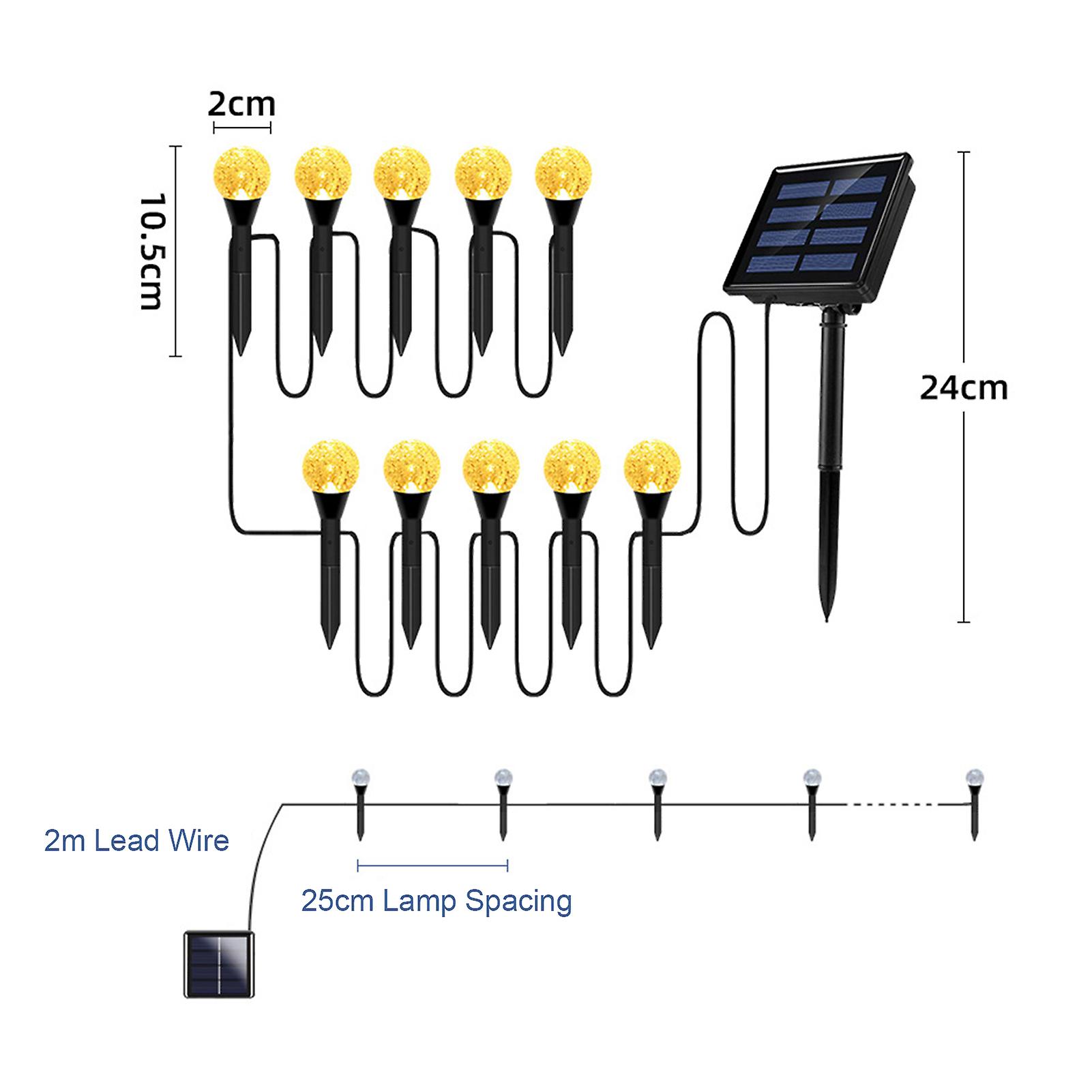 Ip65 30pcs Solar Bubbles Lawn Lamp String Light Pathway Garden Landscape Decoration