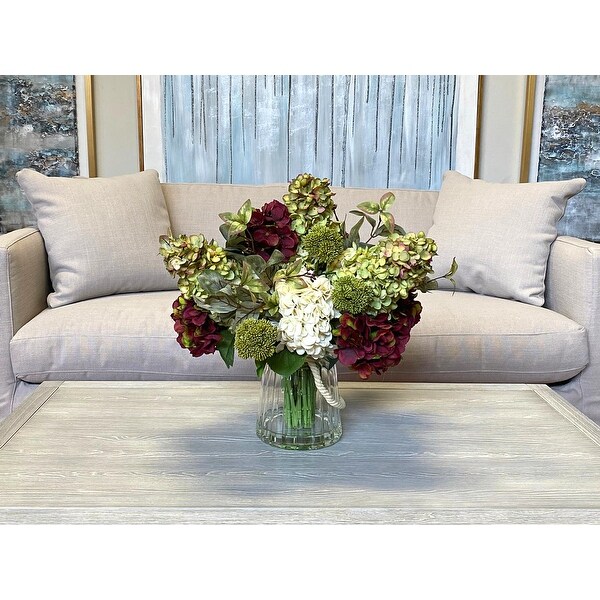 Faux Floral Centerpiece with Hydrangeas and Ivy