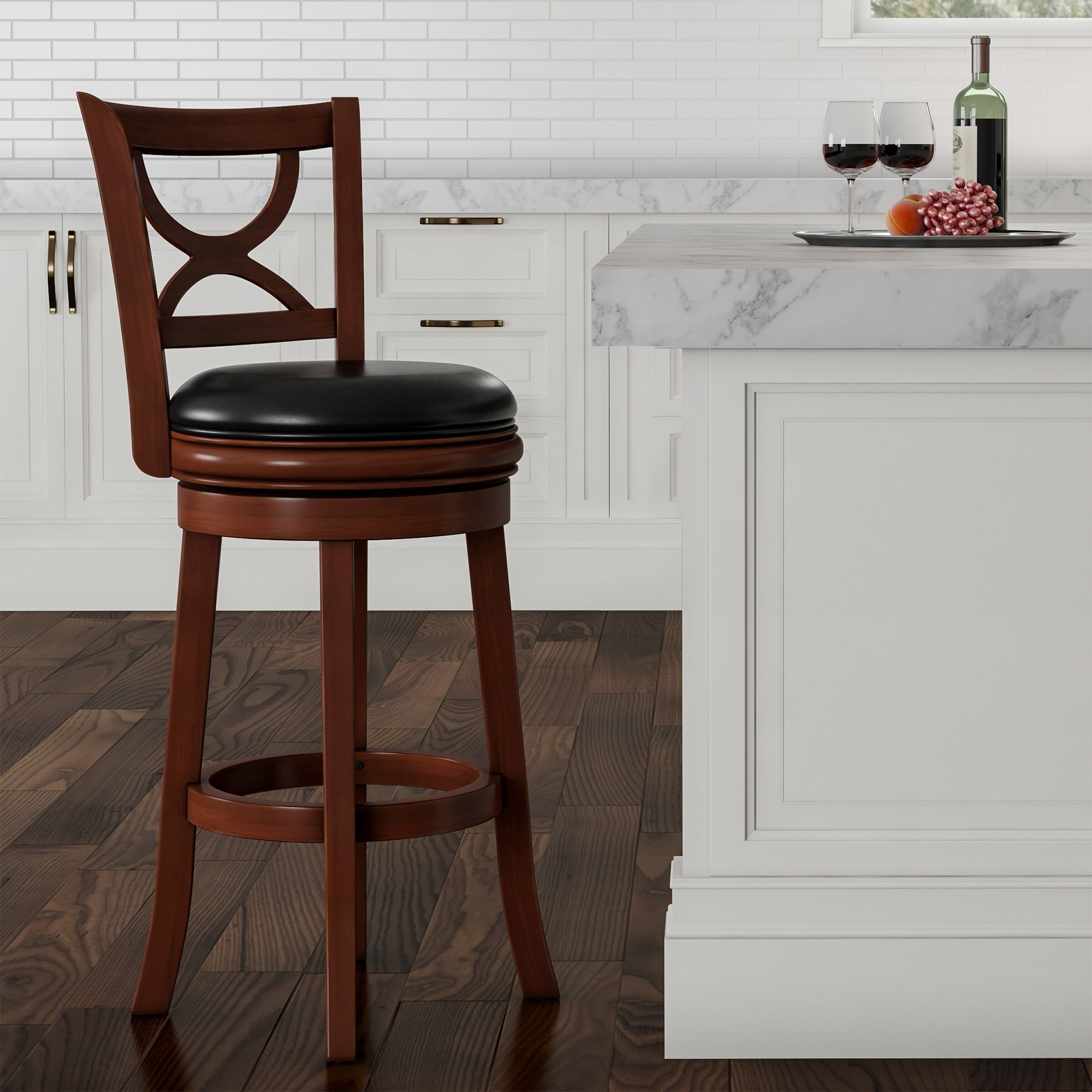 Lavish Home Swivel Wood Stool with Back