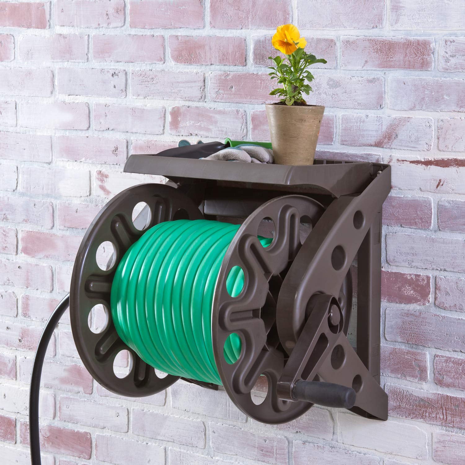 Liberty Basics Wall Mounted Hose Reel with Shelf