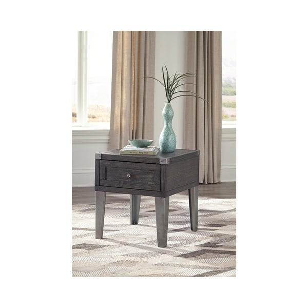 Todoe Contemporary Dark Gray Rectangular End Table